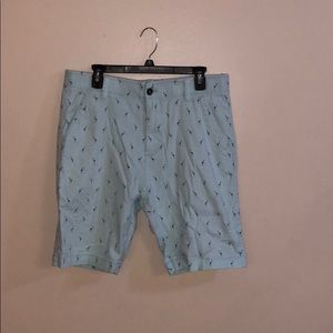 Blue shorts with Flamingo Pattern